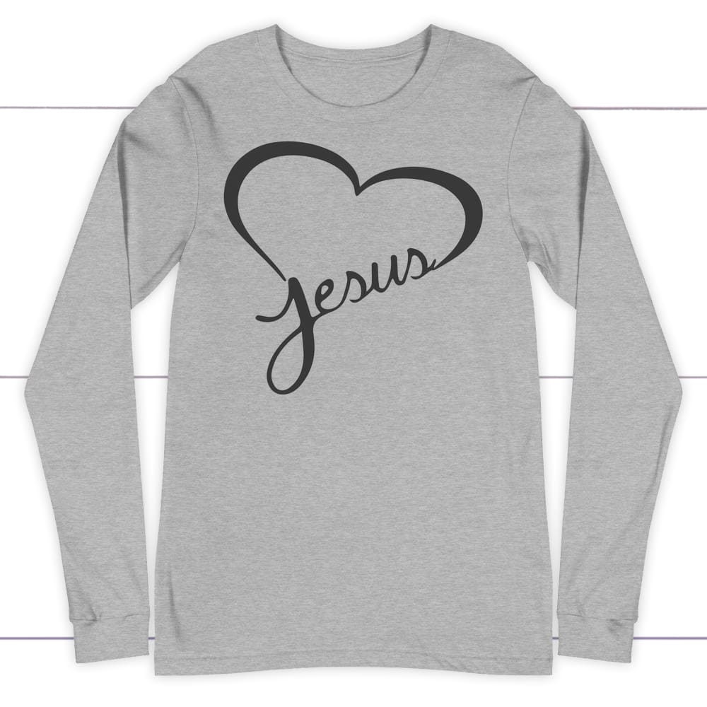 Jesus in my heart long sleeve t-shirt | christian apparel Athletic Heather / S