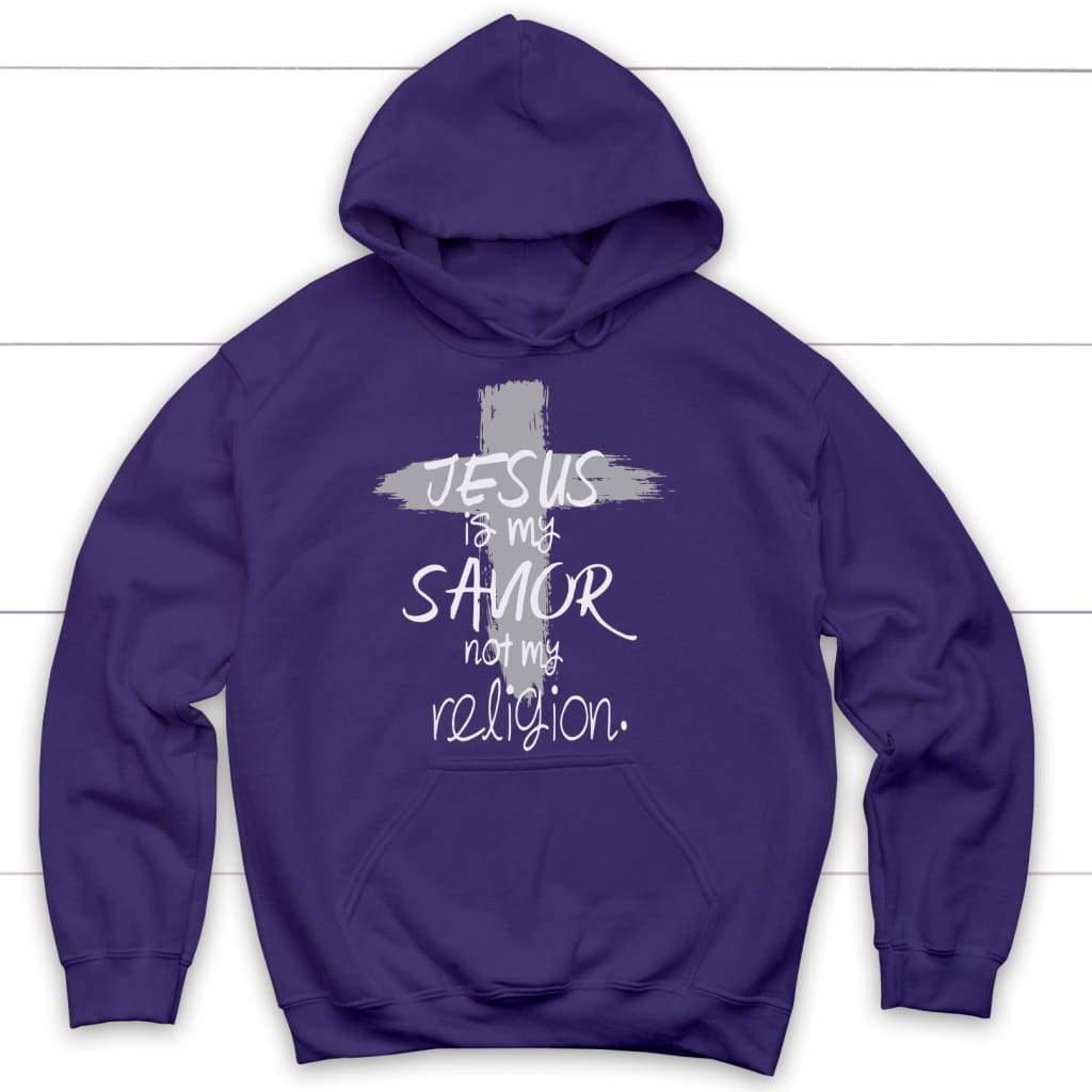 Jesus is my savior not my religion Christian hoodie | Christian apparel Purple / S