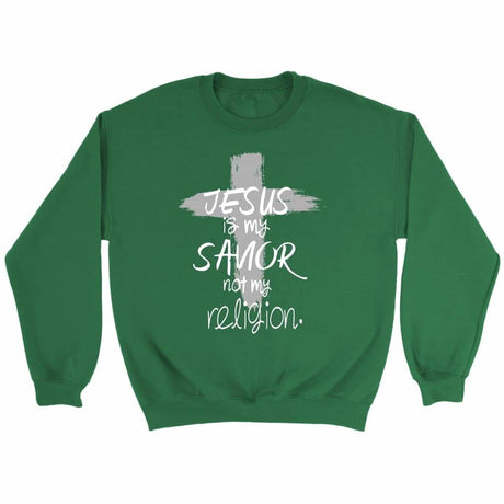 Jesus is my savior not my religion Christian sweatshirt Irish Green / S