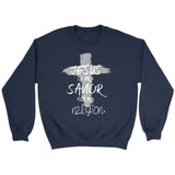 Jesus is my savior not my religion Christian sweatshirt Navy / S