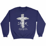 Jesus is my savior not my religion Christian sweatshirt Purple / S