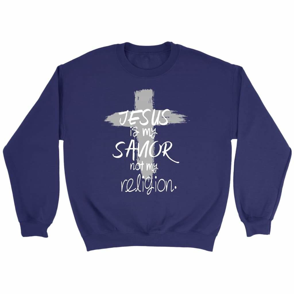 Jesus is my savior not my religion Christian sweatshirt Purple / S