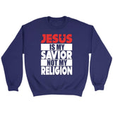 Jesus is my savior not my religion Christian sweatshirt Purple / S