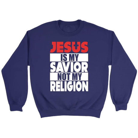 Jesus is my savior not my religion Christian sweatshirt Purple / S