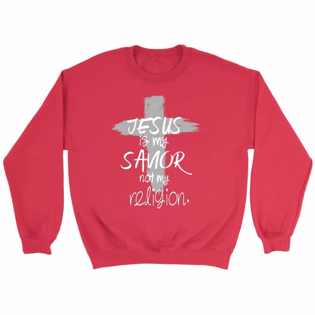 Jesus is my savior not my religion Christian sweatshirt Red / S