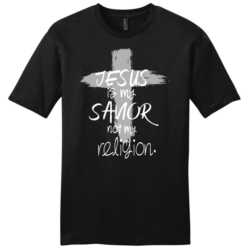 Jesus is my savior not my religion mens Christian t-shirt Black / S