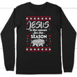 Jesus is reason for the season Christian Christmas long sleeve t-shirt Black / S