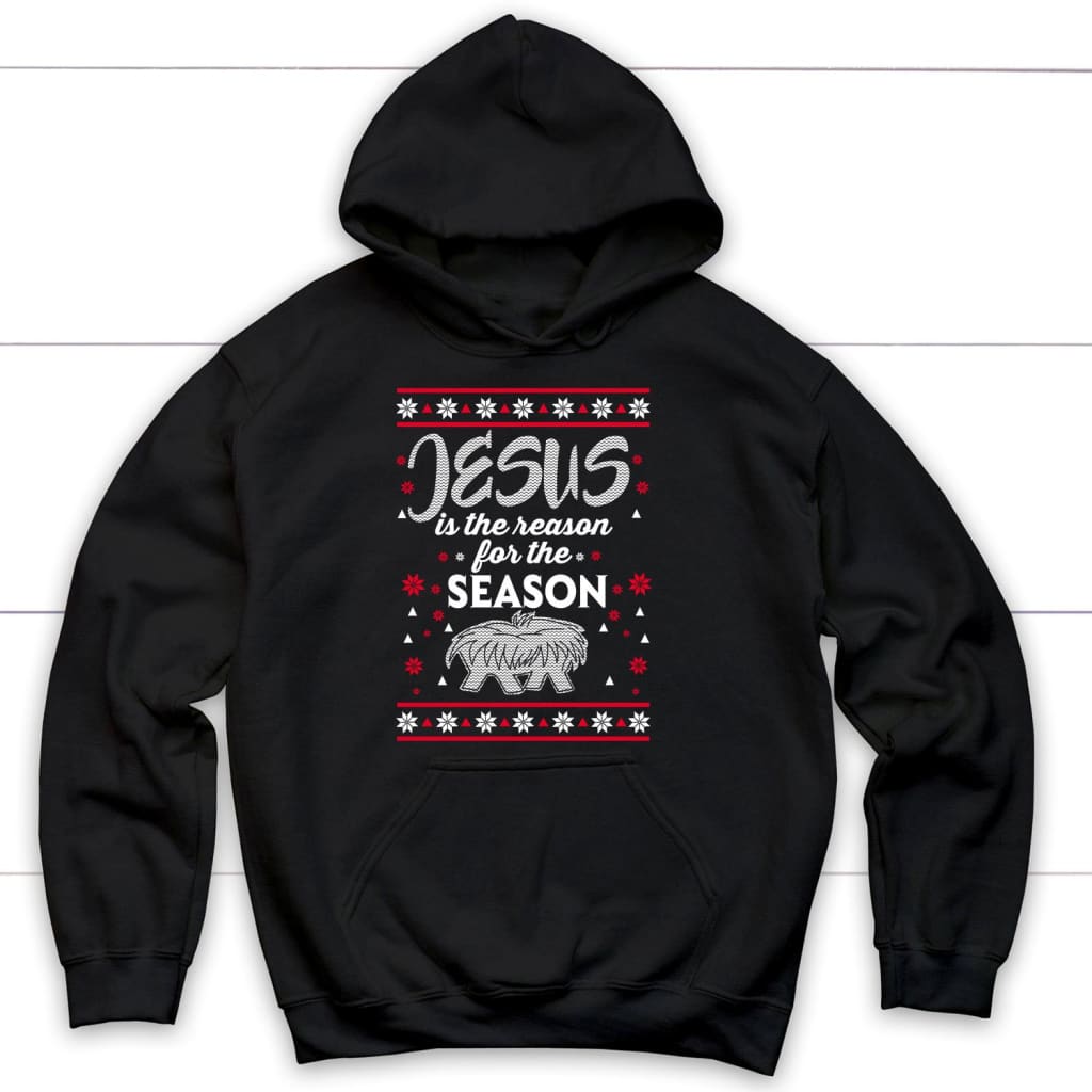 Jesus is reason for the season Christmas Christian hoodie Black / S