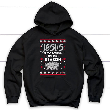 Jesus is reason for the season Christmas Christian hoodie Black / S