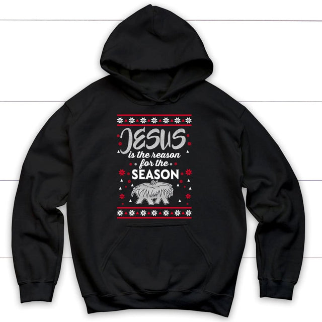 Jesus is reason for the season Christmas Christian hoodie Black / S