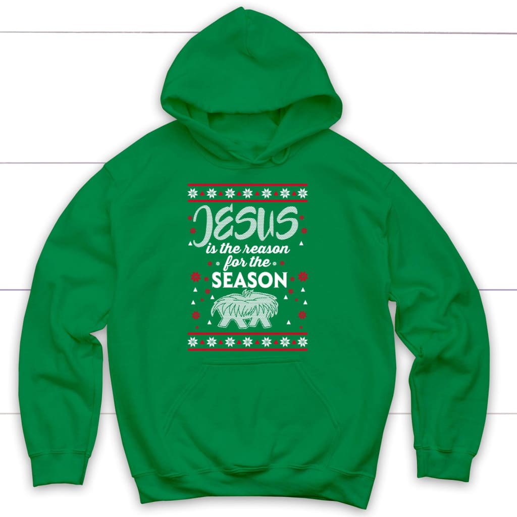 Jesus is reason for the season Christmas Christian hoodie Irish Green / S