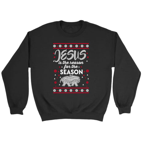 Jesus is reason for the season Christmas Christian sweatshirt Black / S