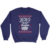 Jesus is reason for the season Christmas Christian sweatshirt Purple / S