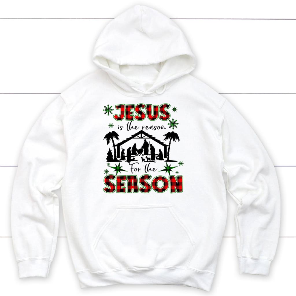 Jesus is the reason for the season hoodie Christian Christmas hoodies White / S
