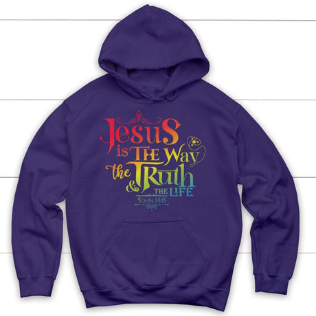 jesus is the way the truth and the life John 14:6 hoodie Purple / S