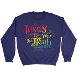 jesus is the way the truth and the life John 14:6 sweatshirt Purple / S