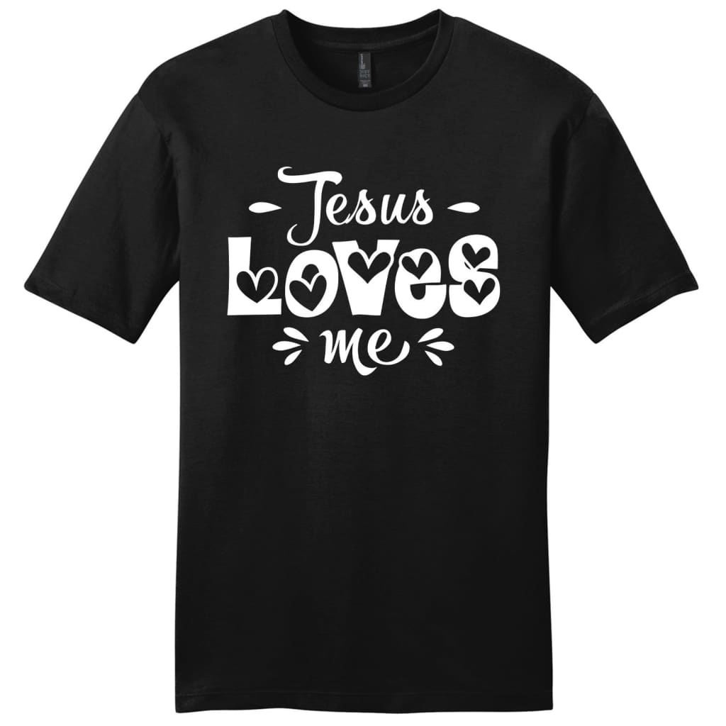 Jesus loves me mens Christian t-shirt Black / S