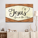 "Jesus Loves Me This I Know" wall art canvas with Brown wooden border, ideal Christian gifts and decor.