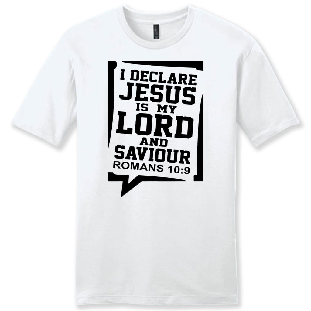 Jesus my Lord and saviour Romans 10:9 mens Christian t-shirt White / S