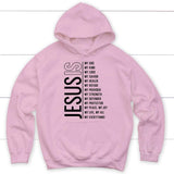 Inspirational Christian hoodie with 'Jesus My Lord My God My All' message. Light Pink