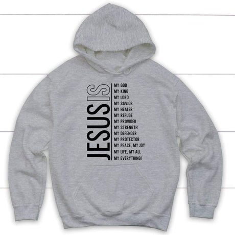 Jesus My Lord My God My All hoodie, Christian faith hoodie design. Sport Grey