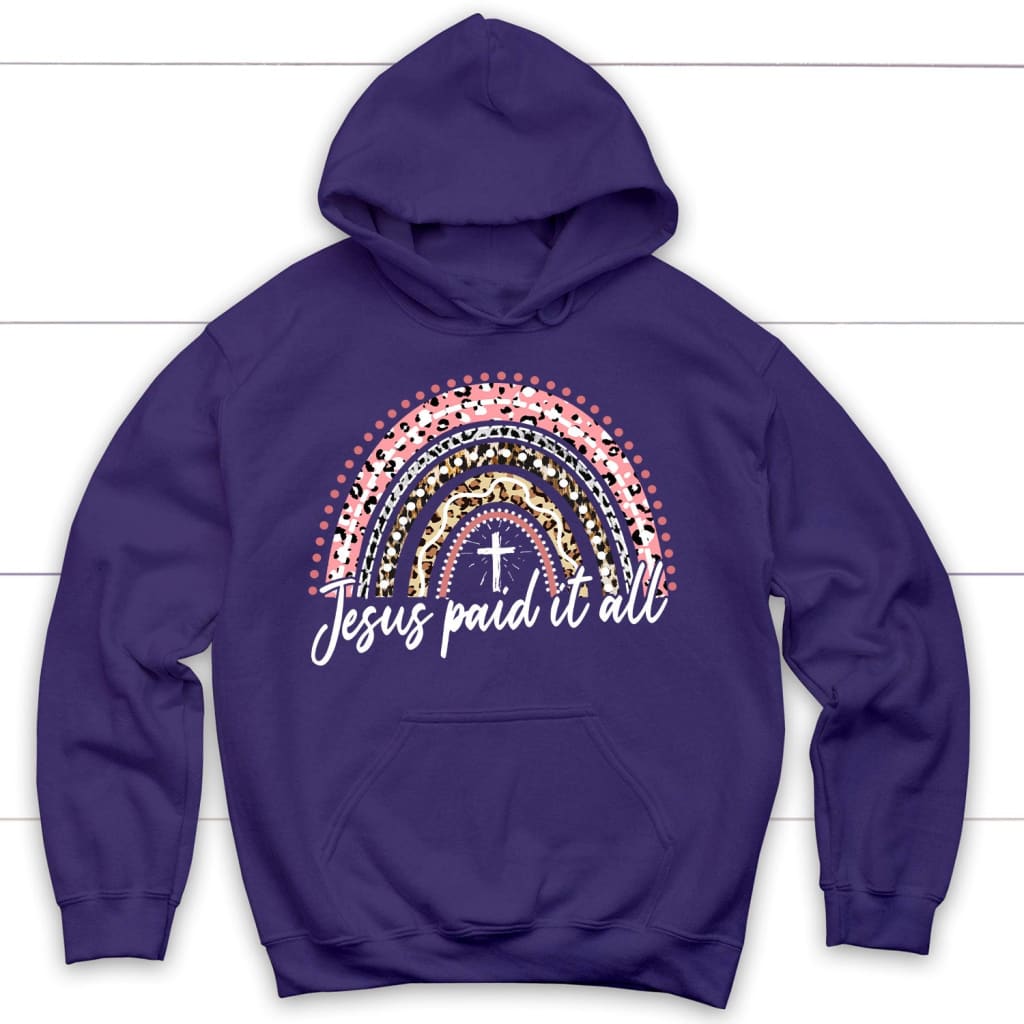 Jesus paid it all rainbow Easter Christian hoodie Easter Gifts Purple / S