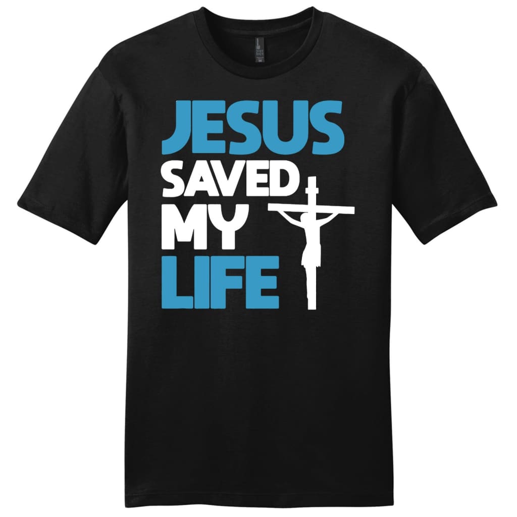 Jesus saved my life mens Christian t-shirt Black / S