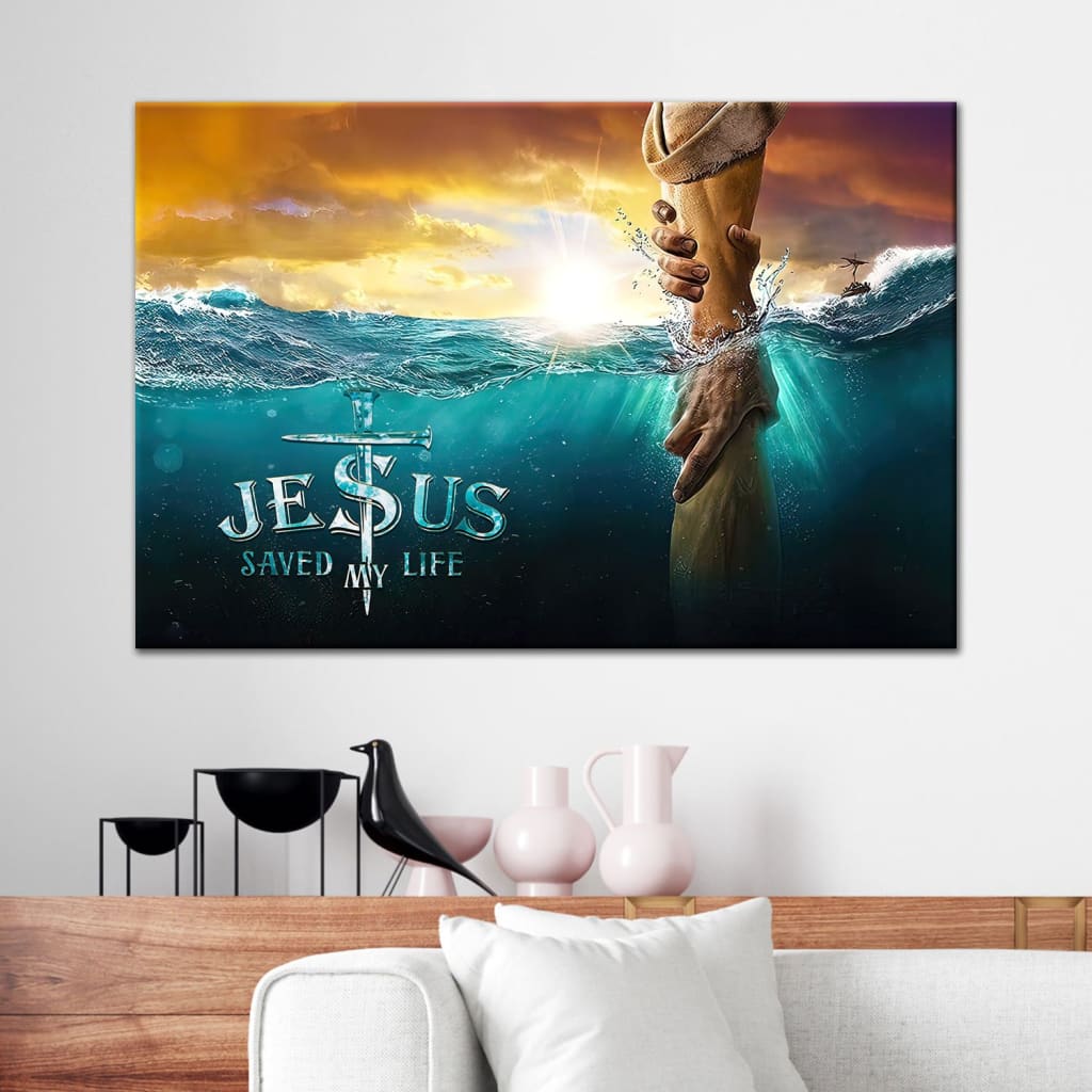 Jesus saved my life Jesus reaching out his hand Christian wall art canvas