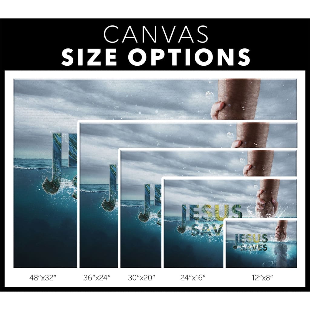 Jesus saves canvas wall art, Jesus reaching out his hand canvas size options