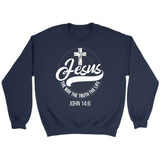 Jesus sweatshirt: Jesus the way the truth the life Christian sweatshirt Navy / S