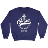 Jesus sweatshirt: Jesus the way the truth the life Christian sweatshirt Purple / S