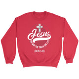Jesus sweatshirt: Jesus the way the truth the life Christian sweatshirt Red / S