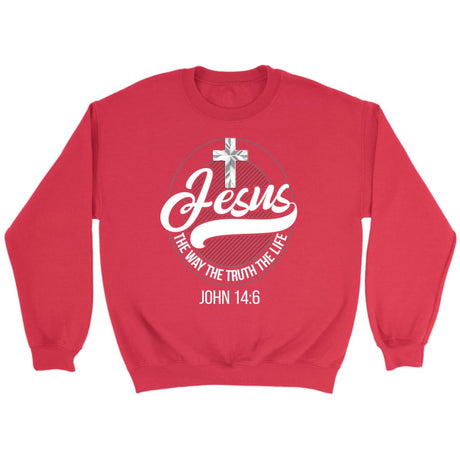 Jesus sweatshirt: Jesus the way the truth the life Christian sweatshirt Red / S