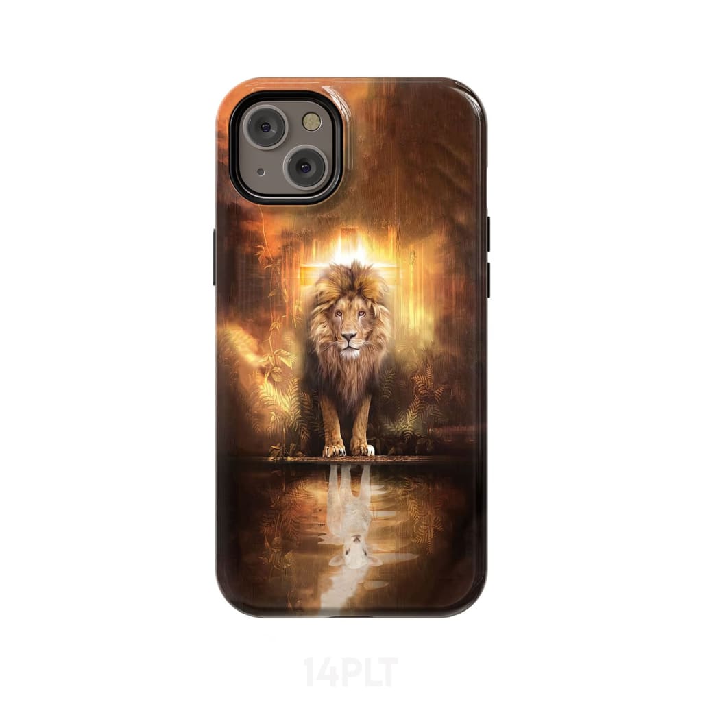 Jesus the lion lamb phone case and iPhone 14 Plus / Tough