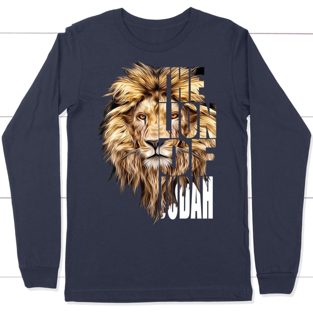 Jesus the Lion of Judah long sleeve t-shirt Navy / S
