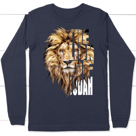 Jesus the Lion of Judah long sleeve t-shirt Navy / S