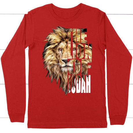 Jesus the Lion of Judah long sleeve t-shirt Red / S