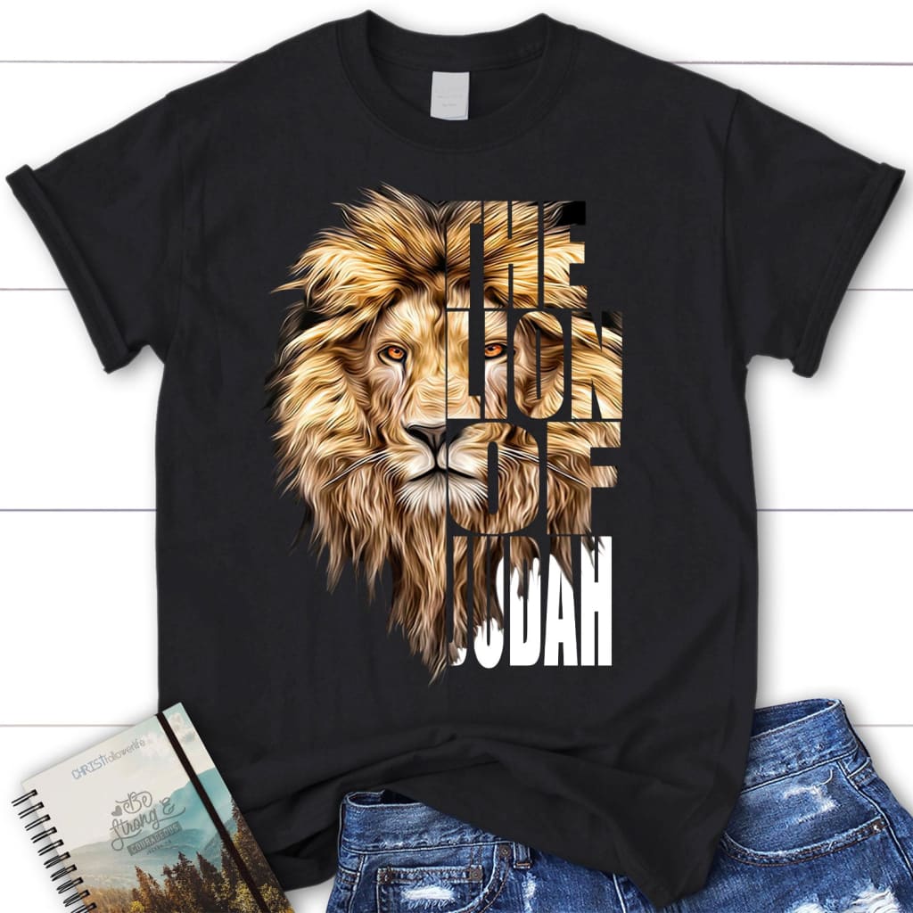 Jesus the Lion of Judah womens Christian t-shirt Black / S