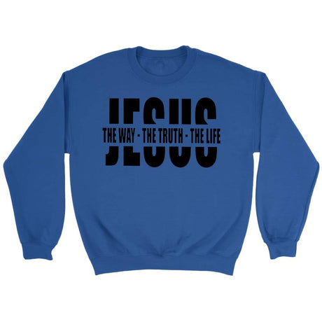 Jesus the way the truth the life Christian sweatshirt Royal / S