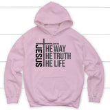 Jesus the way the truth the life hoodie Light Pink / S