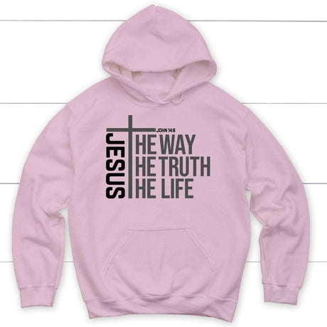 Jesus the way the truth the life hoodie Light Pink / S