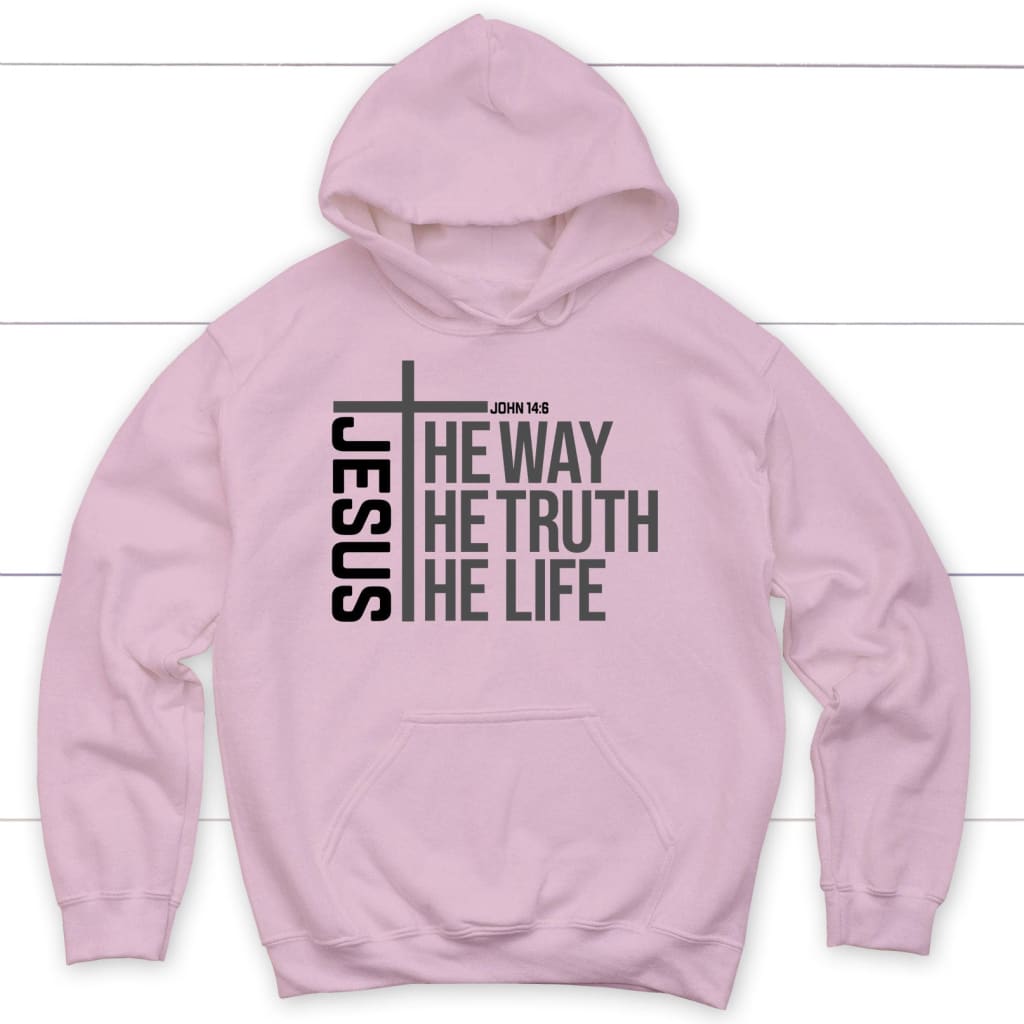 Jesus the way the truth the life hoodie Light Pink / S