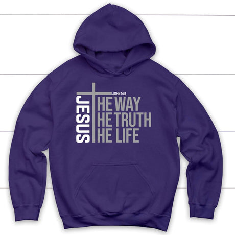 Jesus the way the truth the life hoodie Purple / S