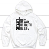 Jesus the way the truth the life hoodie White / S