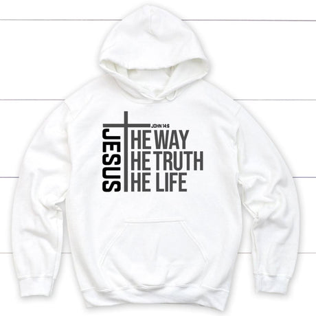 Jesus the way the truth the life hoodie White / S