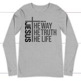 Jesus the way the truth the life long sleeve shirt Athletic Heather / S
