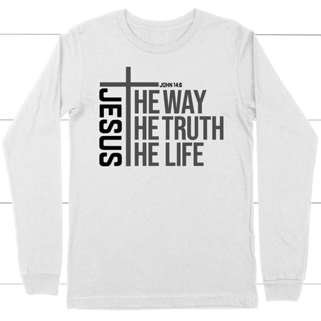 Jesus the way the truth the life long sleeve shirt White / S