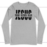 Jesus the way the truth the life long sleeve t-shirt | Christian apparel Athletic Heather / S