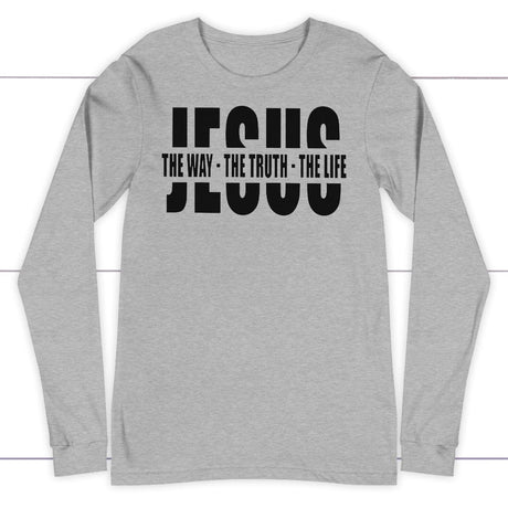 Jesus the way the truth the life long sleeve t-shirt | Christian apparel Athletic Heather / S