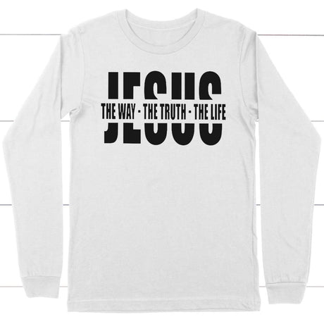 Jesus the way the truth the life long sleeve t-shirt | Christian apparel White / S